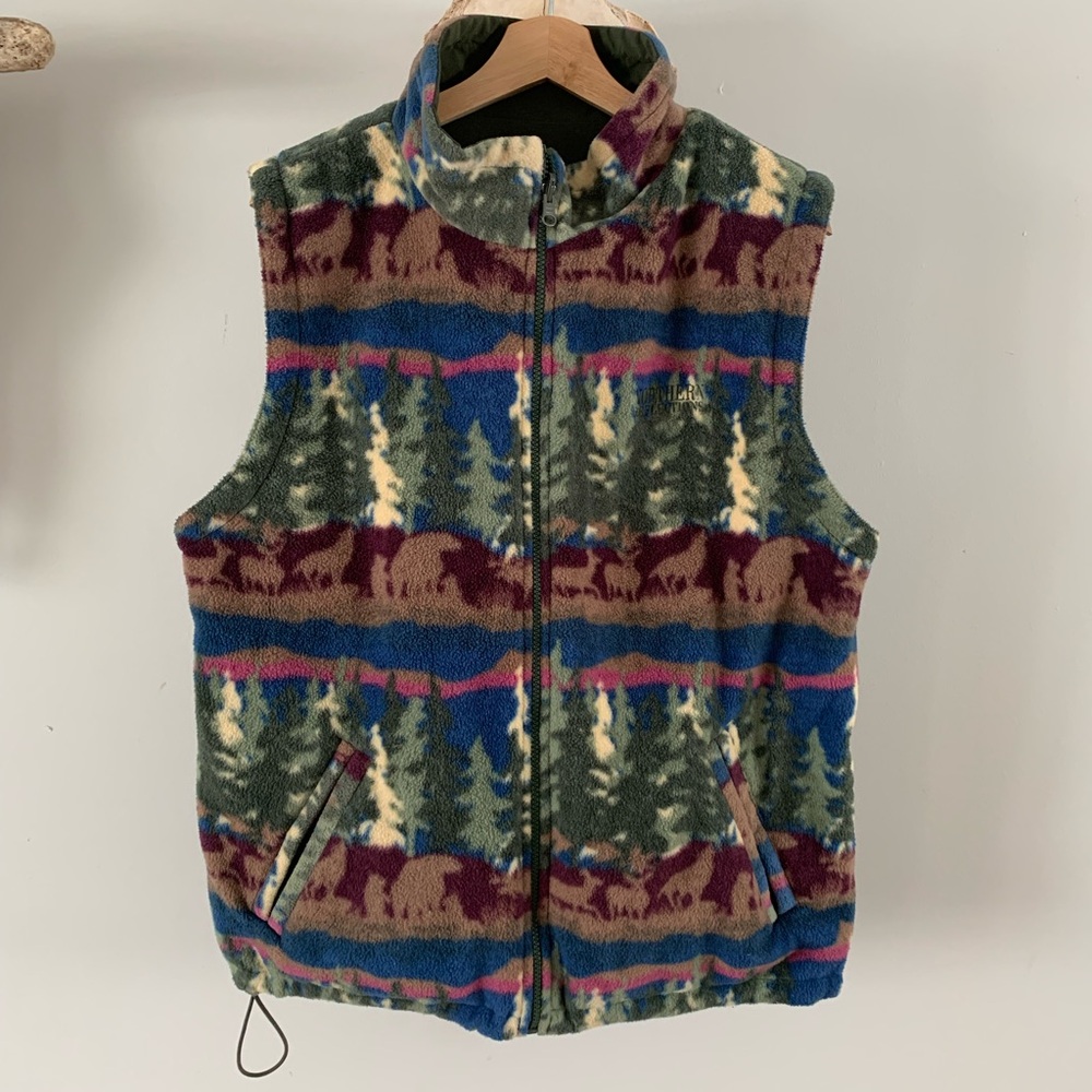 Northern Reflections Multicolor Woodland Pattern Fleece Vest